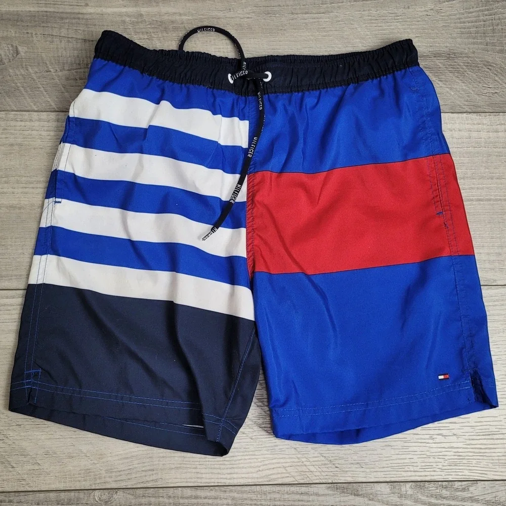 Tommy Hilfiger Board Shorts Mens Med 32x8 Swim Trunks Lined Beach Resort Holiday